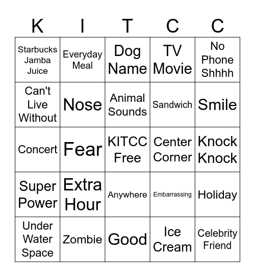 Bonding BINGO Card