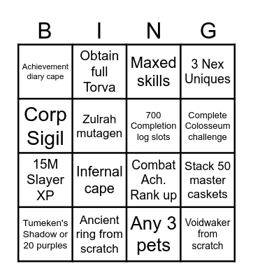 Long-term goals Bingo Card