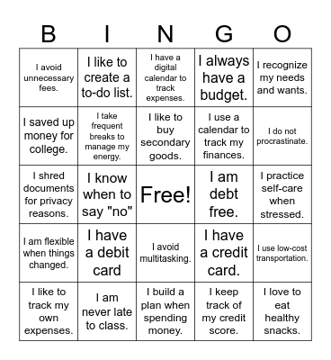 Chapter 3 - Managing Your Time, Energy, and Money Bingo Card