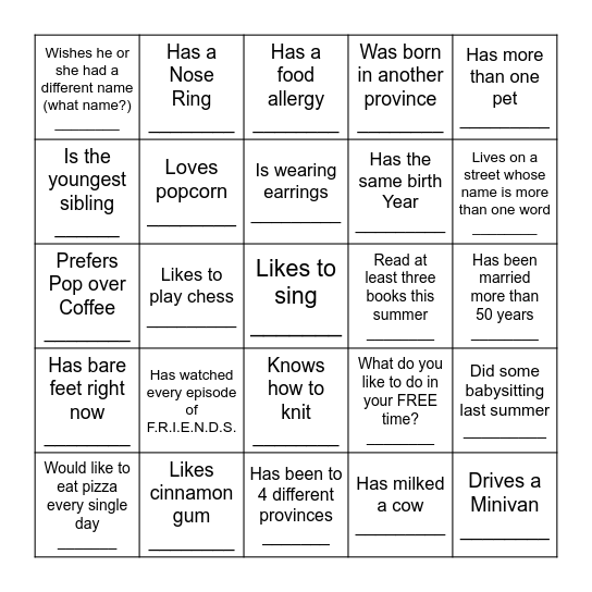 Find Someone Who .... Bingo Card