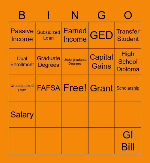 Review Bingo! Bingo Card