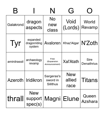 WoW: What's Next (Blizzcon 2023) Bingo Card