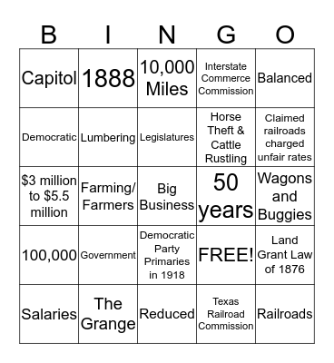 Chapter 19 Politics & Progress Bingo Card