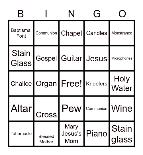 Our Church!! Bingo Card