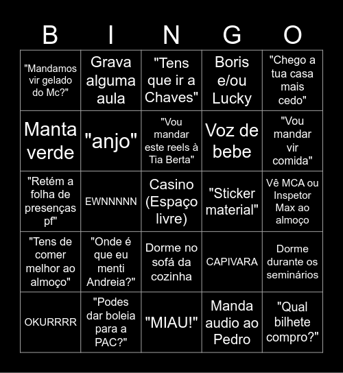 Marta Bingo Card