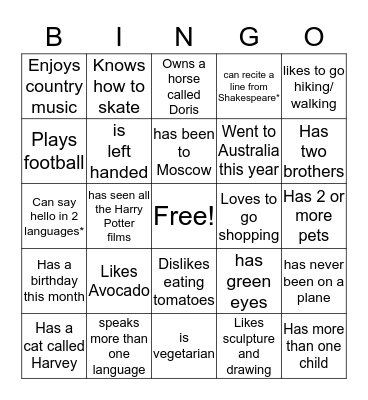 Academic Registry - Find someone who... Bingo Card