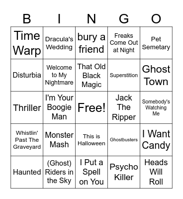 Halloween Classics Bingo Card
