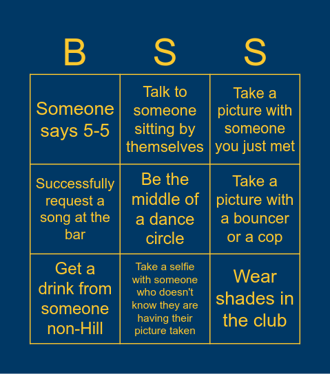 HILL NBSC BINGO Card