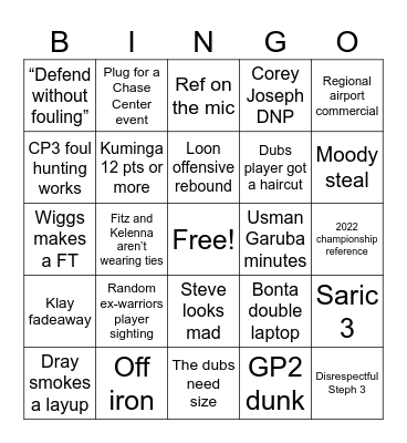 NBCSBA Dubs 23-24 Bingo Card