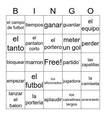 Deportes 5A Bingo Card