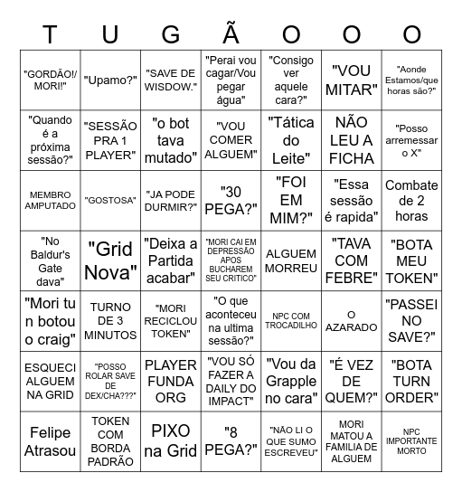 Bingo Sessões Bingo Card
