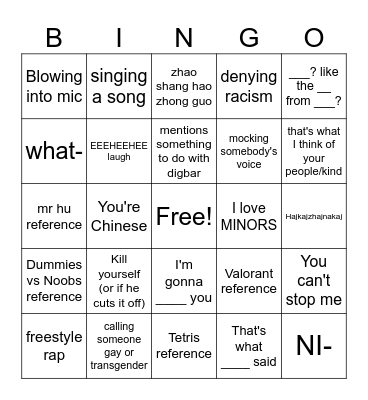 JAMES BINGO Card