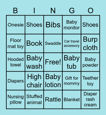 Baby Shower Bingo Card