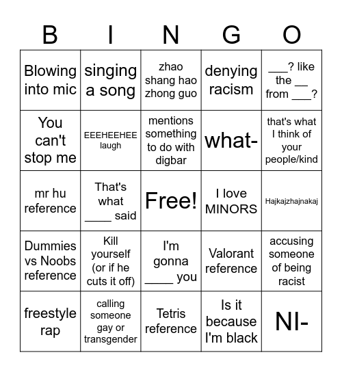 JAMES BINGO Card