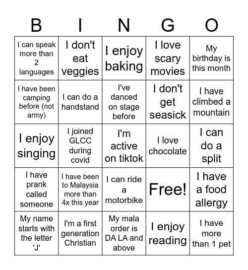 3 Nov Combined CG Bingo Card