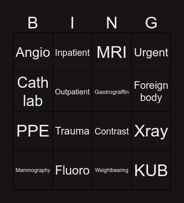 Radiology Bingo Card