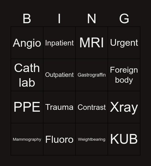 Radiology Bingo Card