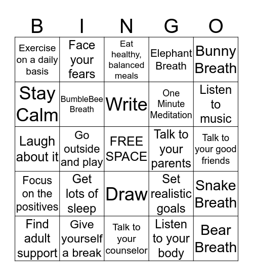 STRESS Bingo Card