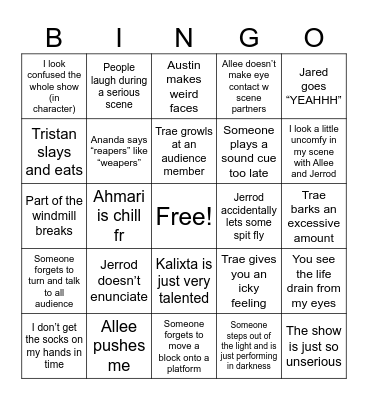 Animal Farm Bingo Card