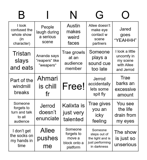 Animal Farm Bingo Card