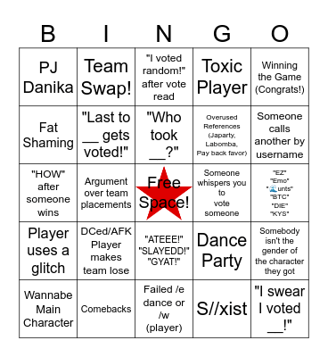 Total Roblox Drama Bingo (Expedition/Movies) (Vid Safe) Bingo Card