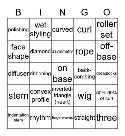 Advance Hair Design Bingo! Bingo Card