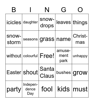 3a L 11-13 Bingo Card