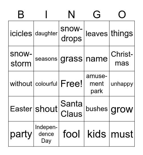 3a L 11-13 Bingo Card