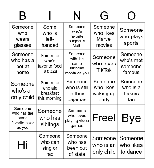 GCO Bingo Card