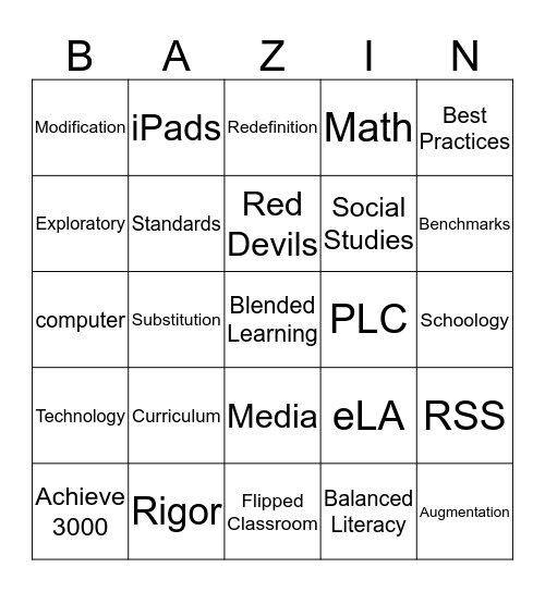 BAZINGA Bingo Card