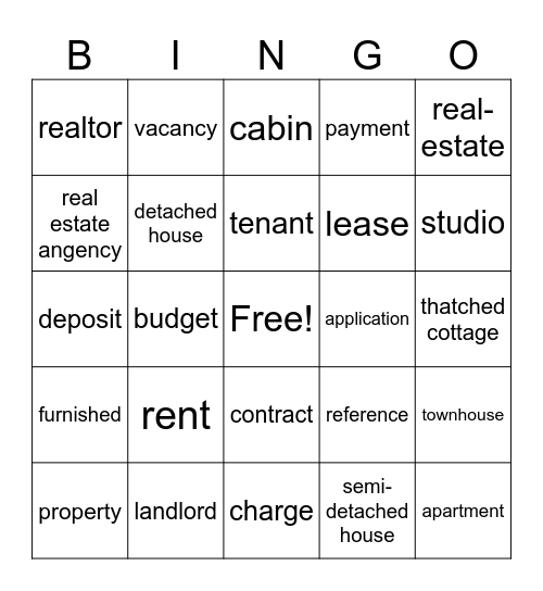 All about the HOUSES Bingo Card