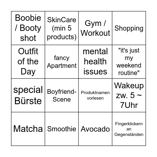 THAT GIRL - bingo Card