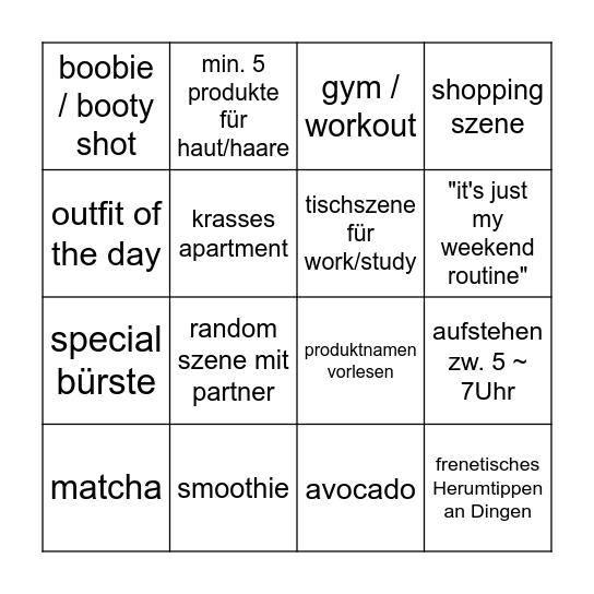 THAT GIRL - bingo Card