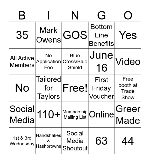 Spring into Membership! Bingo Card
