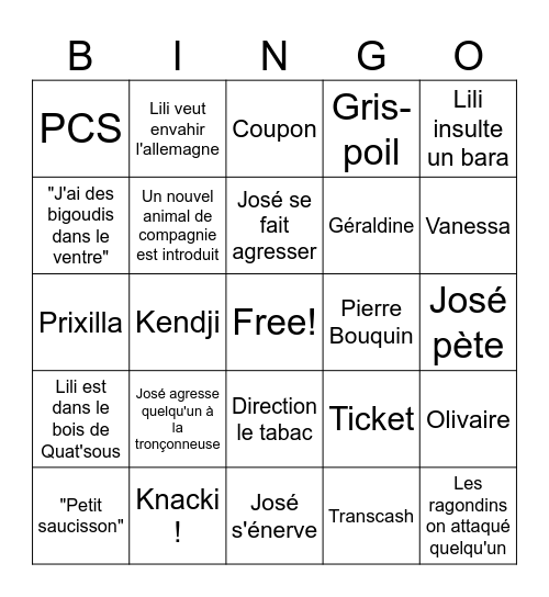 Bing'Arnaque Bingo Card
