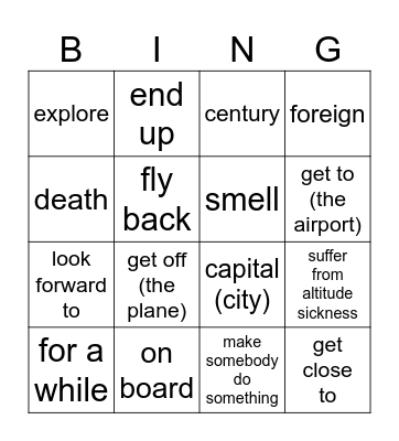 Going on a Journey! Bingo Card