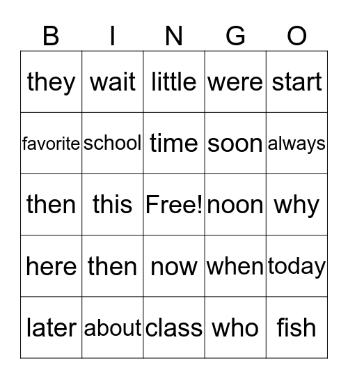 It's About Time! Bingo Card