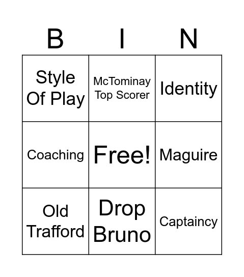 TUS Call In Bingo Card