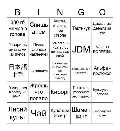 Mancer Bingo Card