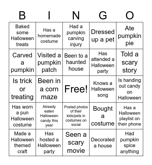 HALLOWEEN BINGO! Bingo Card