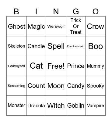 Halloween Bingo Card