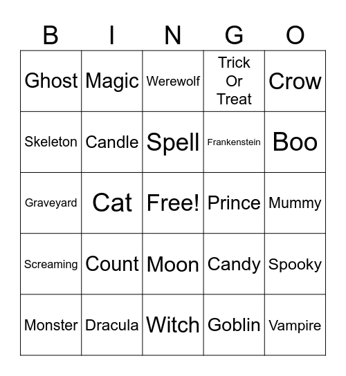 Halloween Bingo Card