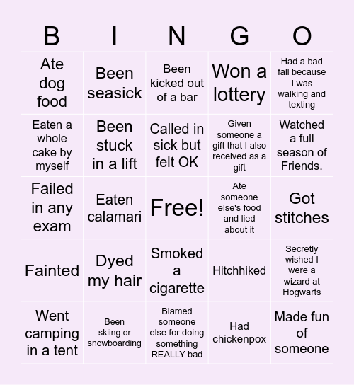 Have You Ever Bingo Card