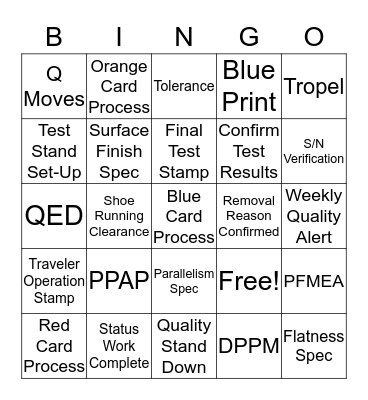 COMPANY BINGO Card