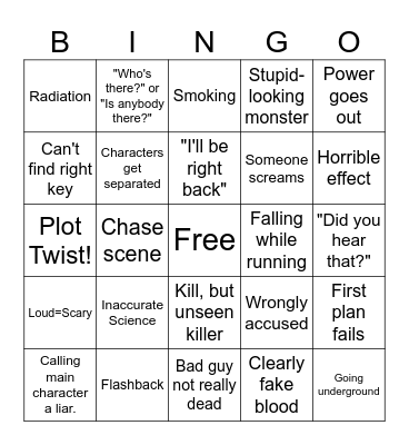 B Horror Bingo Card