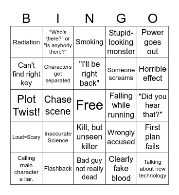 B Horror Bingo Card