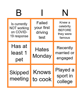 Virtual Icebreaker Bingo Card