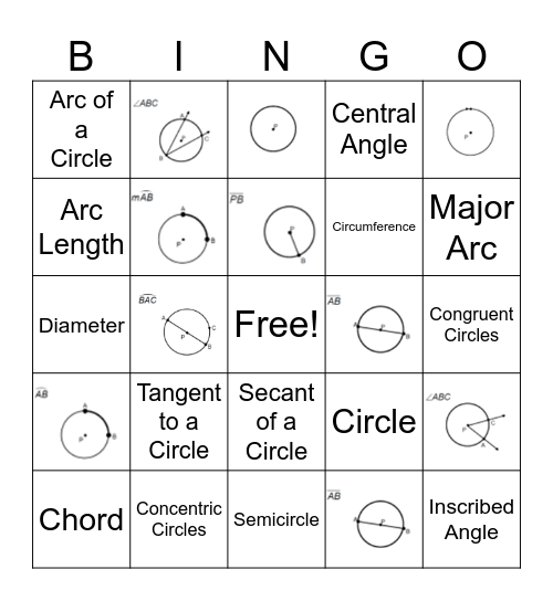 Circle Vocabulary Bingo Card