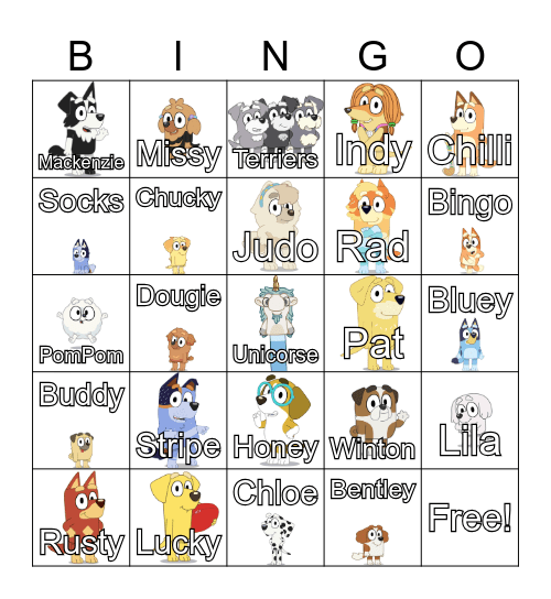 Bluey Bingo Card