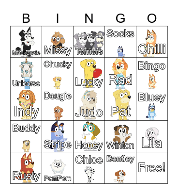 Bluey Bingo Card